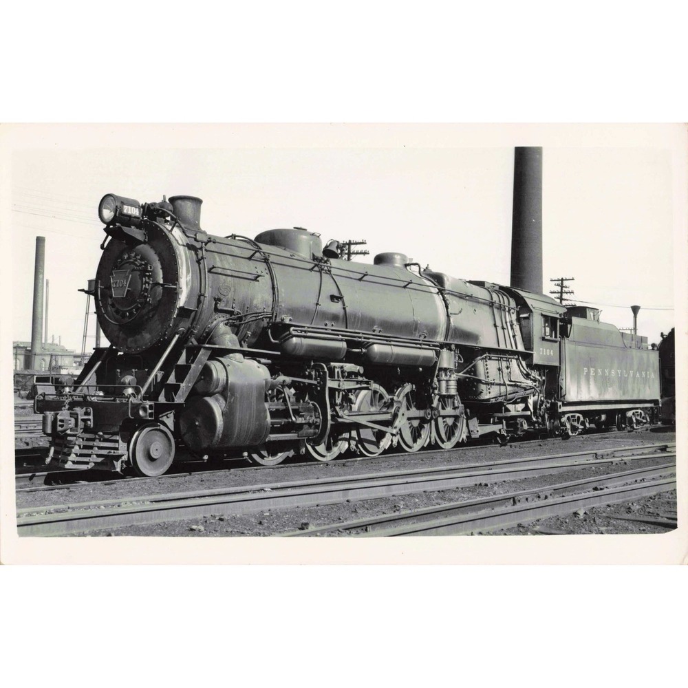 RPPC Pennsylvania Railroad Steam Locomotive 7104 Real Photo Postcard - Picture 1 of 2